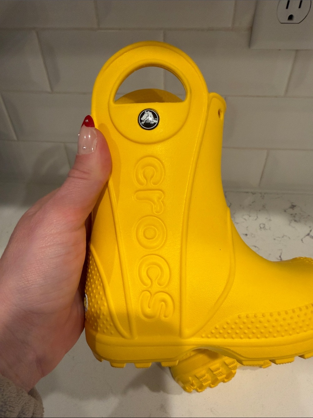 CROCS Kids Yellow Handle Rain & Snow Boots - Picture 5 of 6